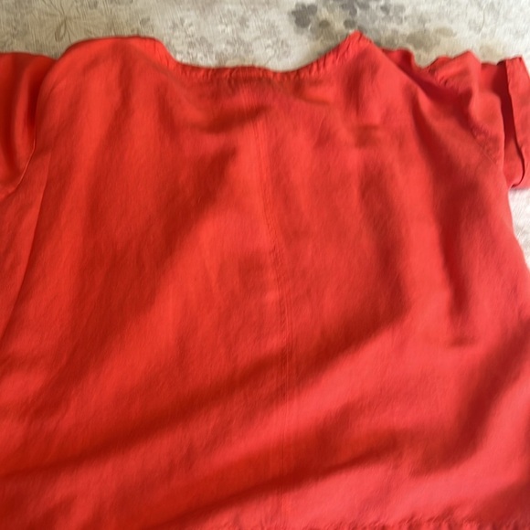 A New Day Vibrant Tangerine Linen Blend Top - Picture 11 of 14